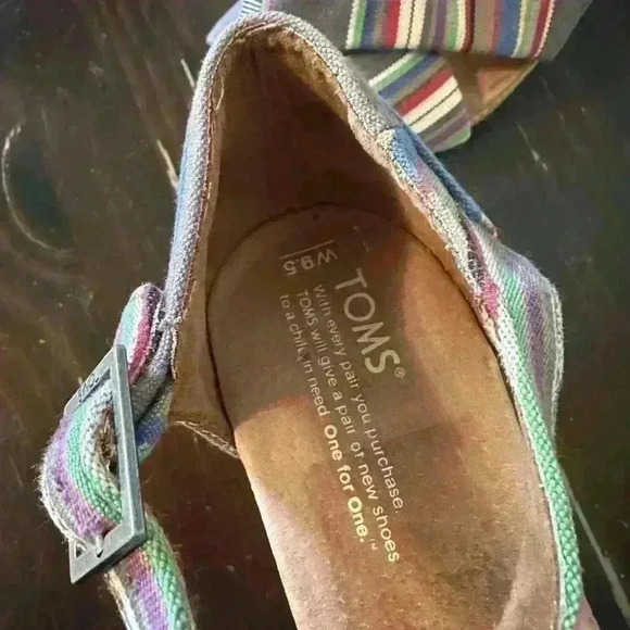 Toms Espadrille Wedge Heel Sandal. Multicolor Strap. Womens Size 9.5 - Picture 3 of 9
